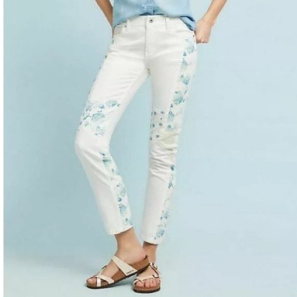 Anthropologie Pilcro & the Letterpress Slim Straight Patchwork Jeans, size 26